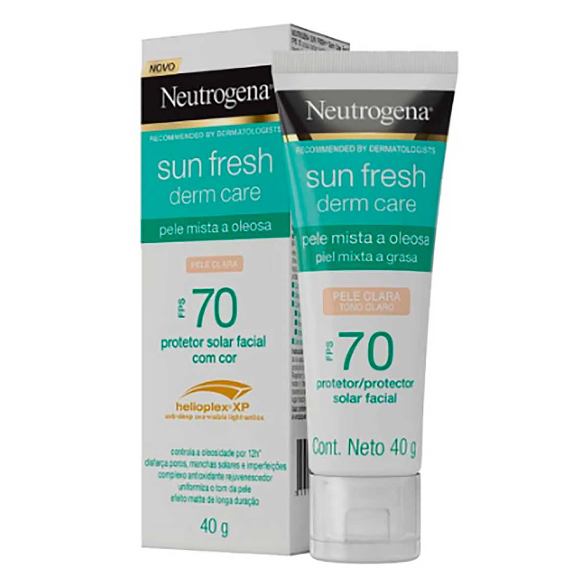 Protetor Solar Facial FPS 70 Neutrogena Sun Fresh Derm Care Pele Clara 40g