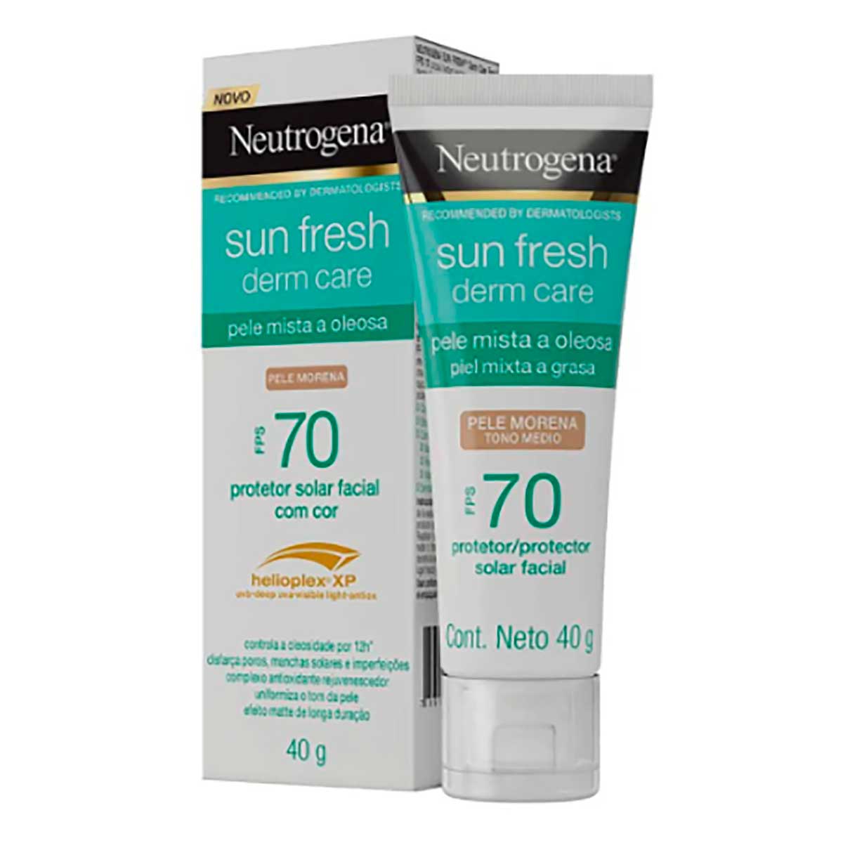 Protetor Solar Facial FPS 70 Neutrogena Sun Fresh Derm Care Pele Morena 40g