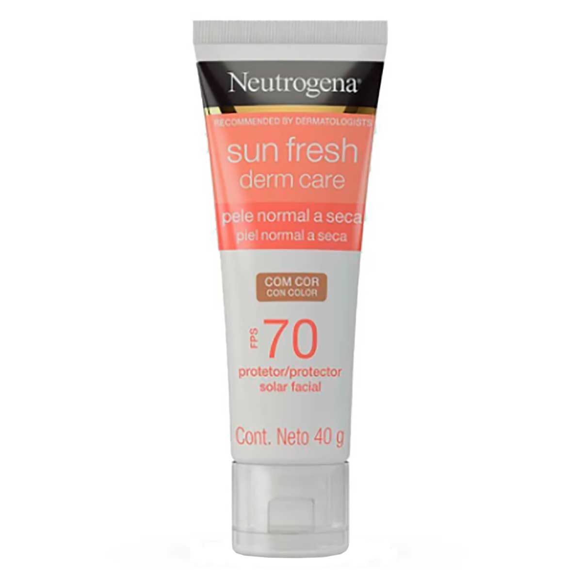 Protetor Solar Facial FPS 70 Neutrogena Sun Fresh Derm Care Com Cor 40g