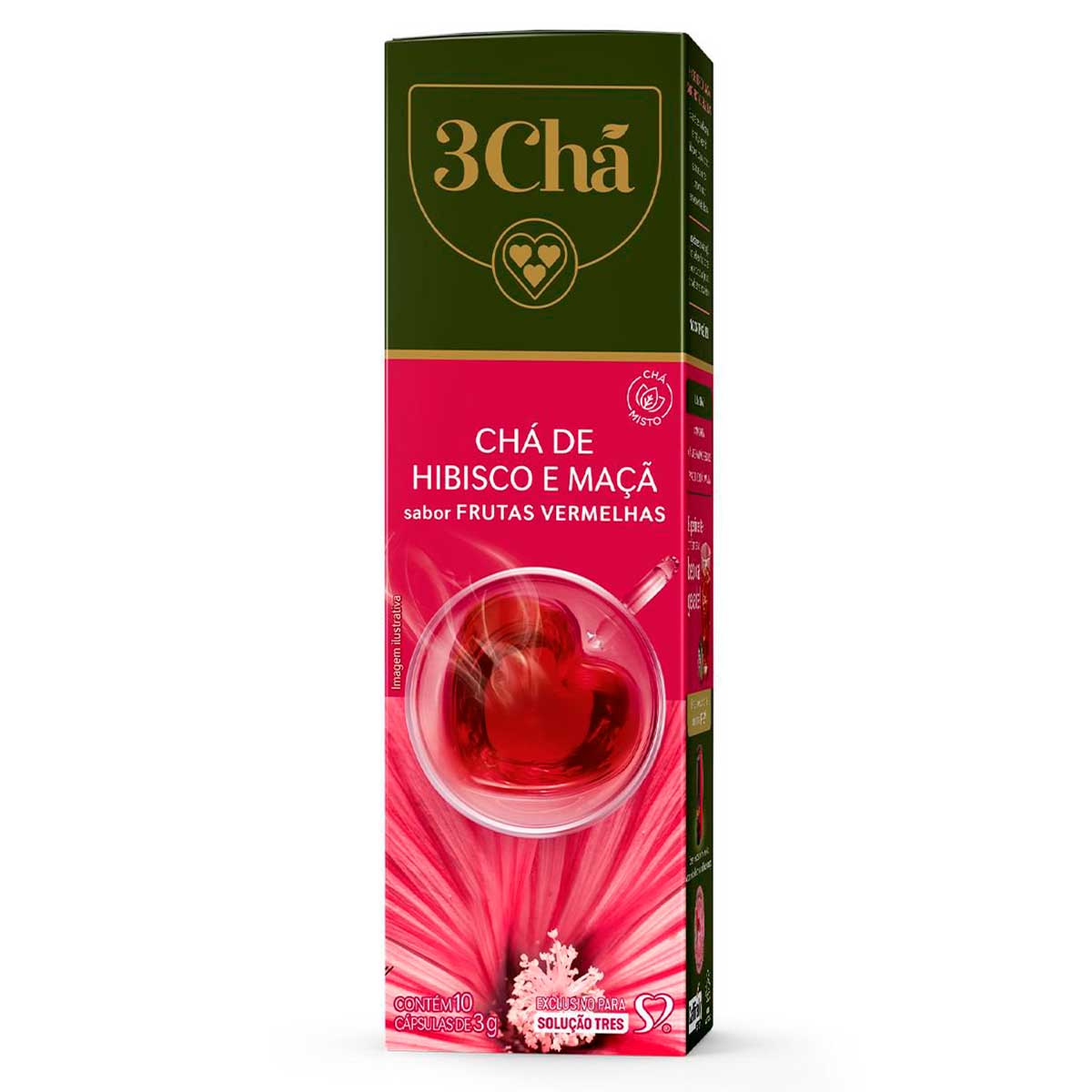 Chá Cápsula 3 Corações Hibisco e Maçã 30G 10 Unidades