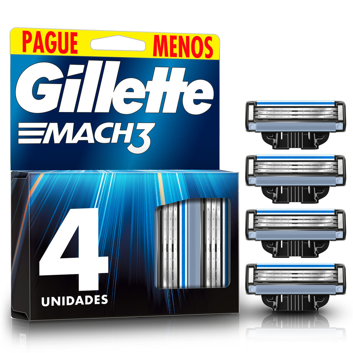 Carga para Aparelho para Barbear Gillette Mach3 4 Unidades