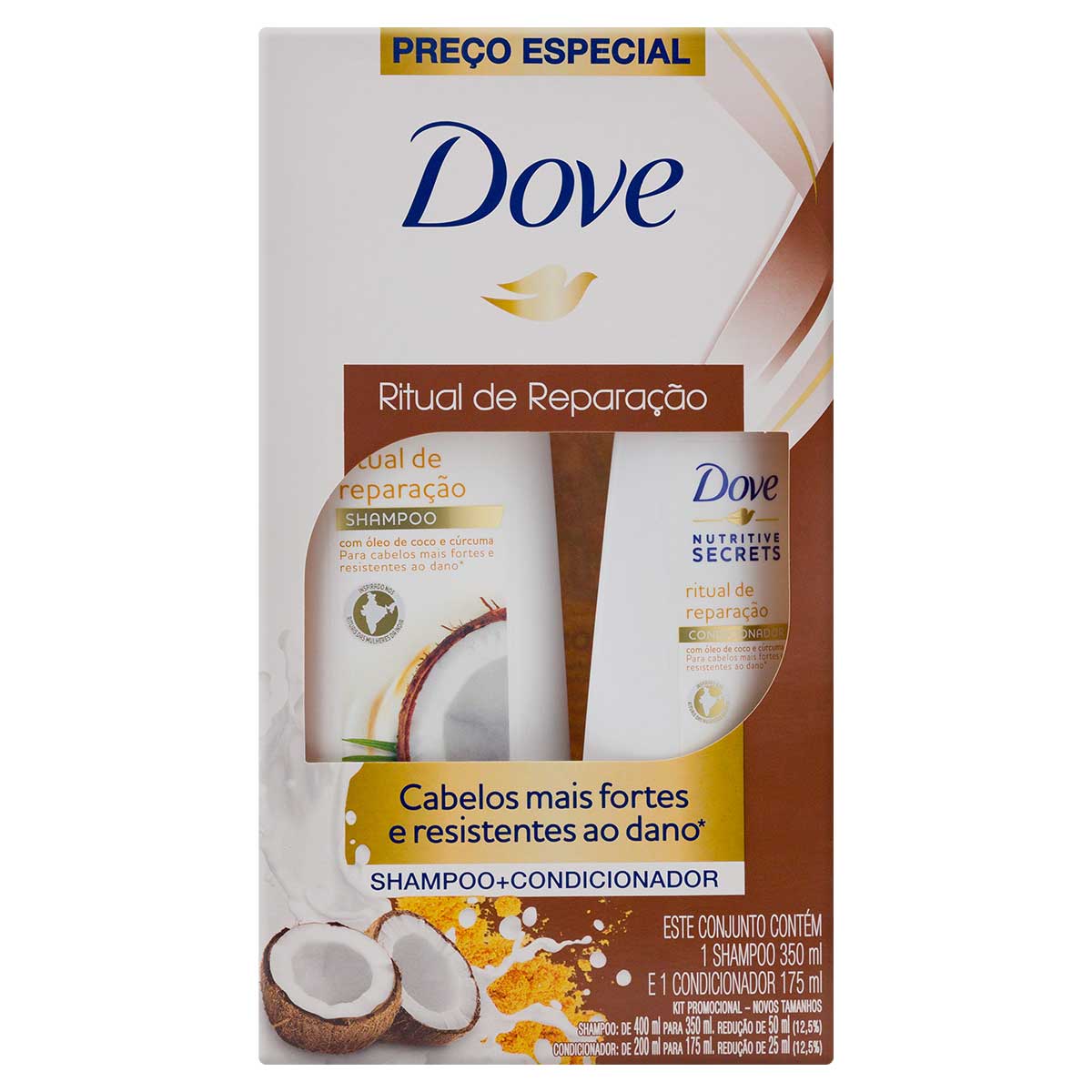 Kit Shampoo 350ml E Condicionador 175ml Dove Nutritive Secrets Ritual de Reparação