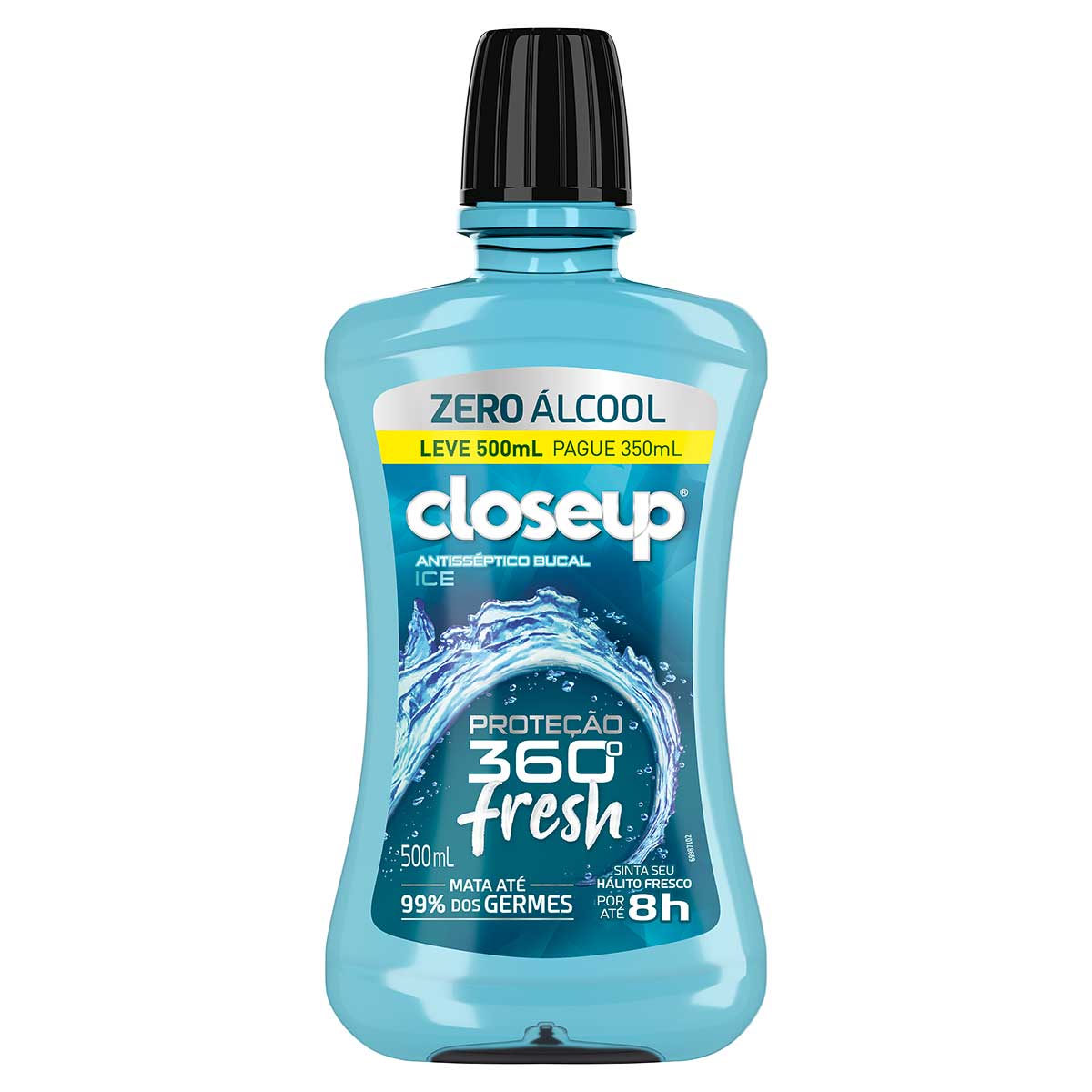 Enxaguante Bucal Zero Álcool Ice Closeup Proteção 360° Fresh Frasco Leve 500ml Pague 350ml