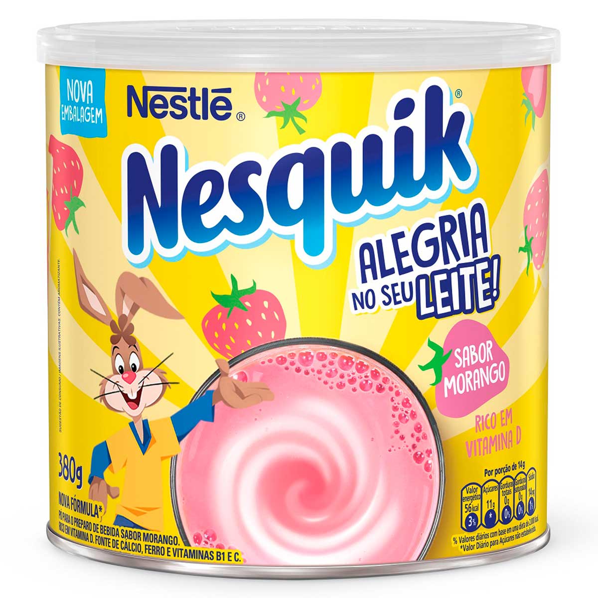 Achocolatado Em Pó Nesquik Morango 380g