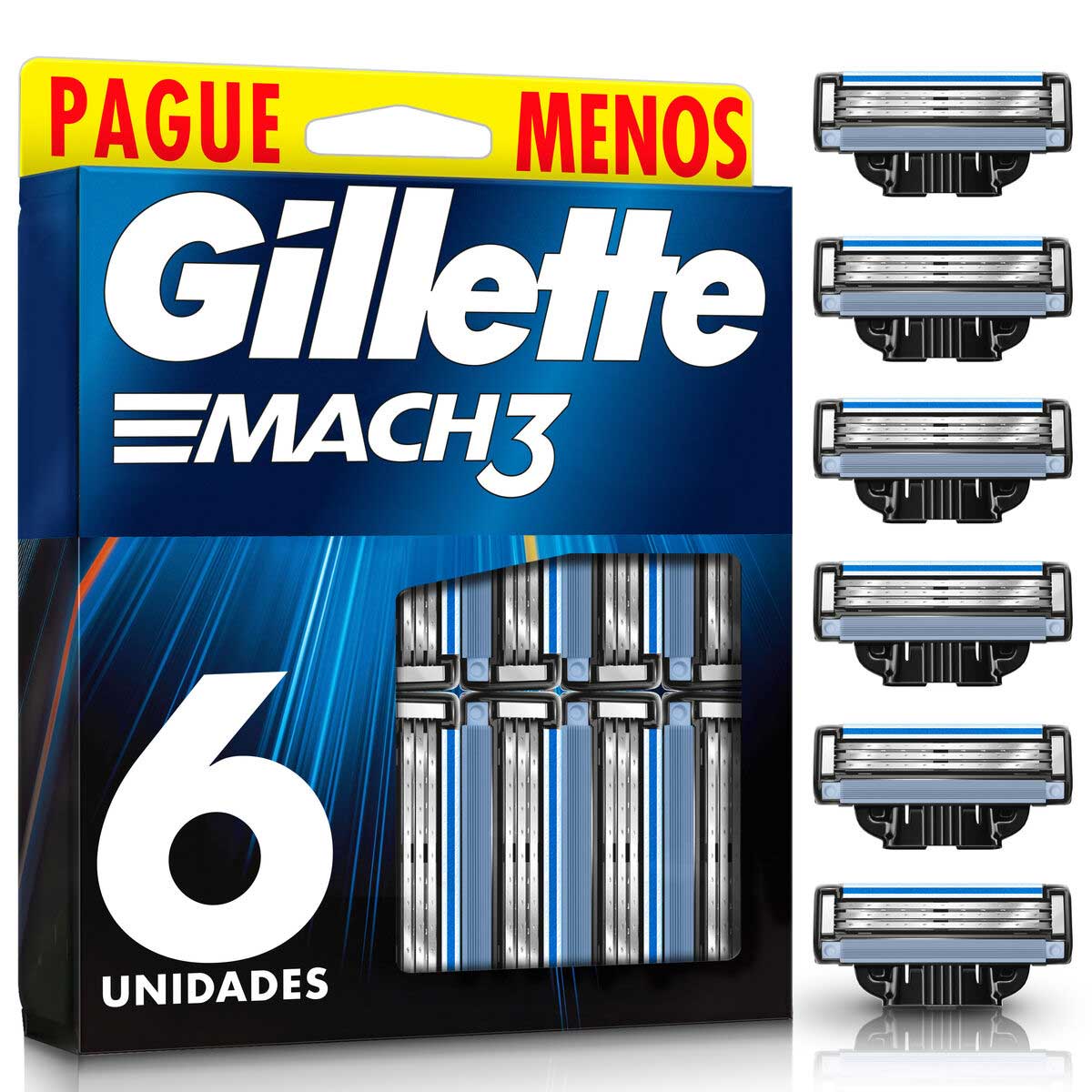 Carga para Aparelho de Barbear Gillette Mach3 6 Unidades