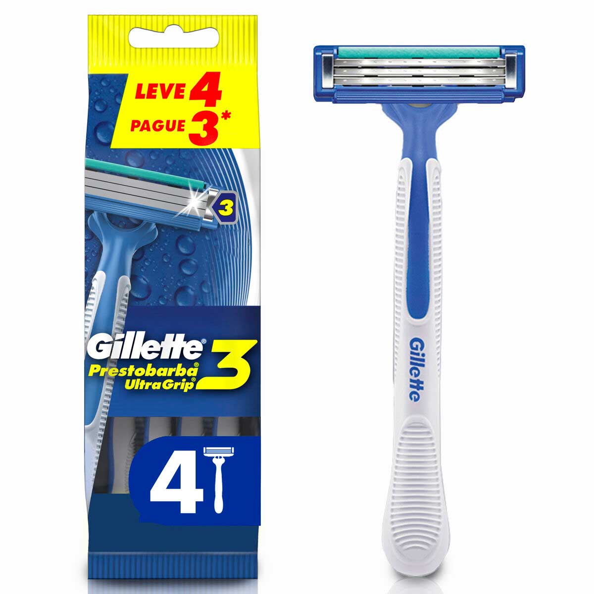 Aparelho de Barbear Gillette Prestobarba Ultragrip3 4 Unidades