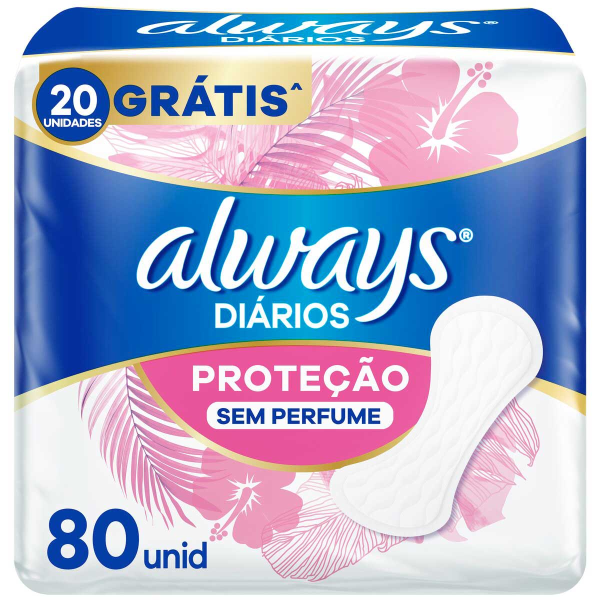 Protetor Diário Always Proteção Sem Perfume 80 Unidades
