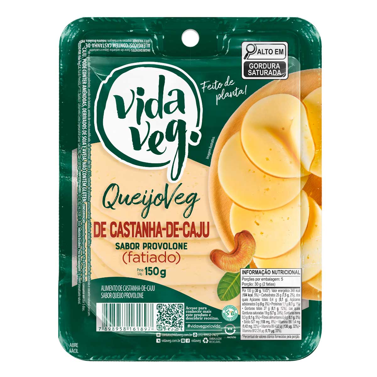 Queijo Provolone Vegano Fatiado Vida Veg 150g