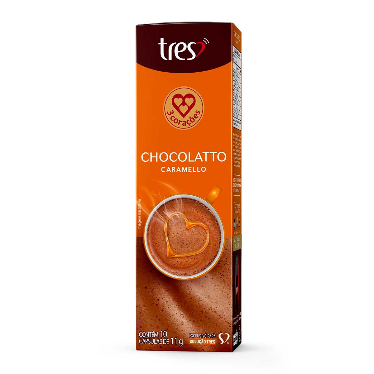 Cápsula Chocolatto Caramello 3 Corações 10 Unidades