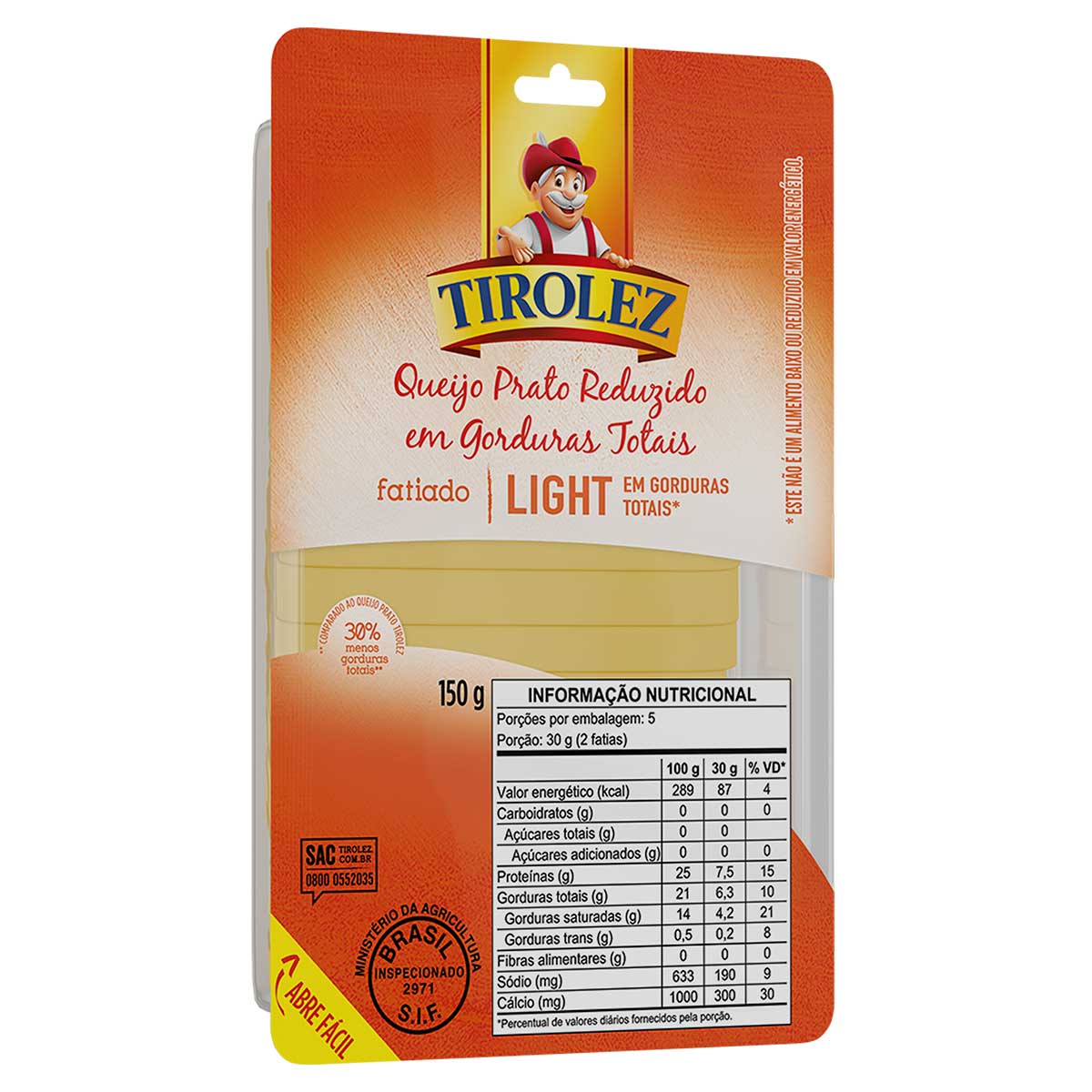 Queijo Prato Light Tirolez Fatiado 150 g