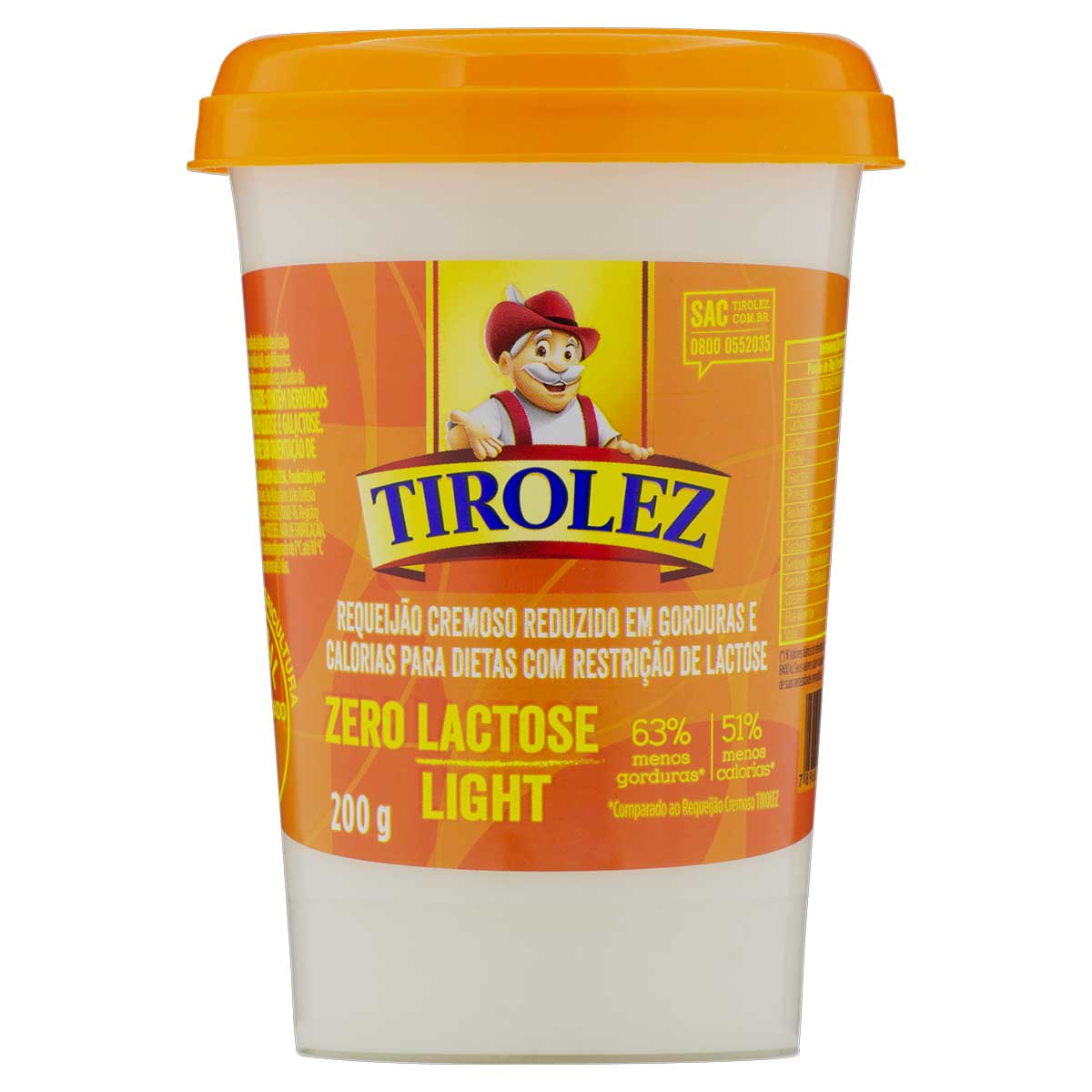 Requeijão Cremoso Light Zero Lactose Tirolez Copo 200 g