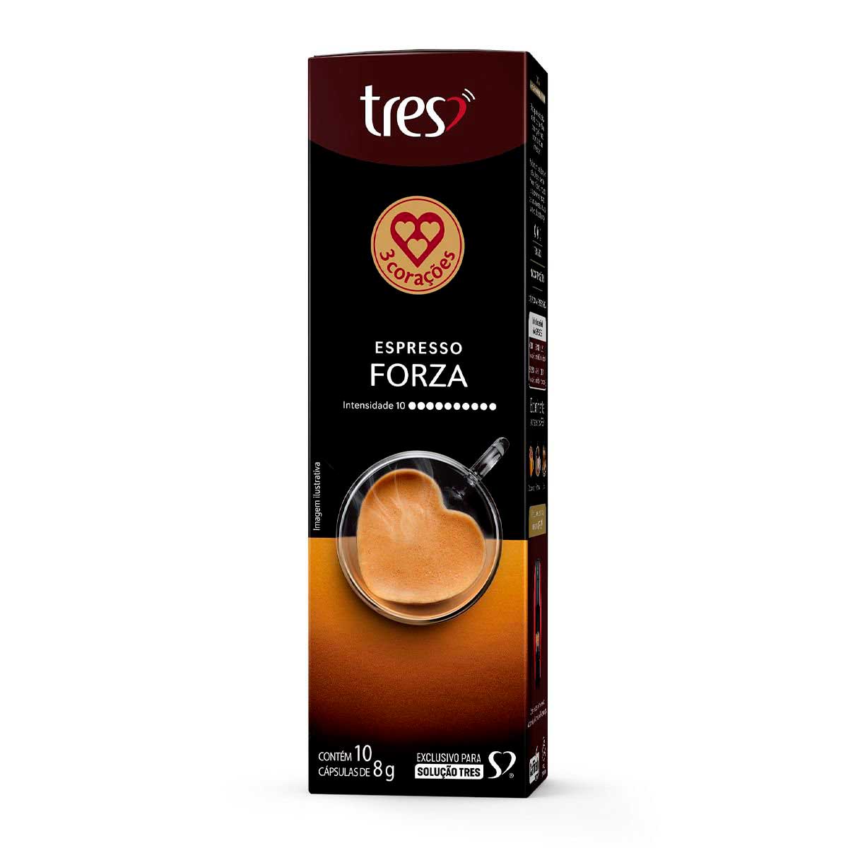 Café em Cápsula Torrado e Moído Espresso Forza Tres Caixa 80 g com 10 Unidades