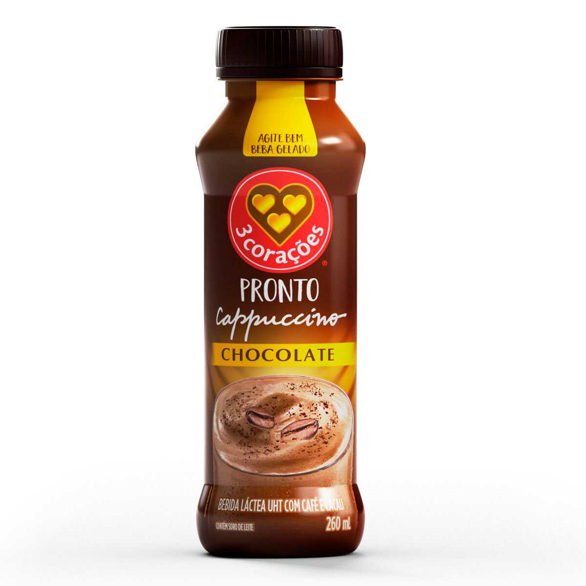 Bebida Láctea Cappuccino Chocolate 3 Corações 260ml