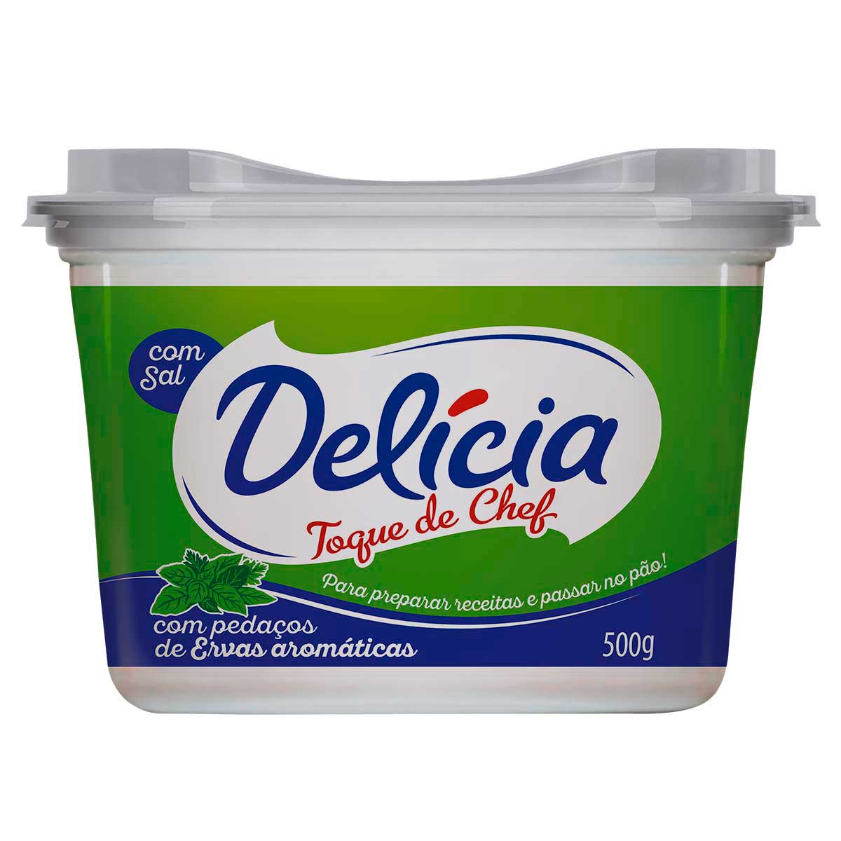 Margarina com Sal e Pedaços de Ervas Aromáticas Delícia Toque de Chef Pote 500g