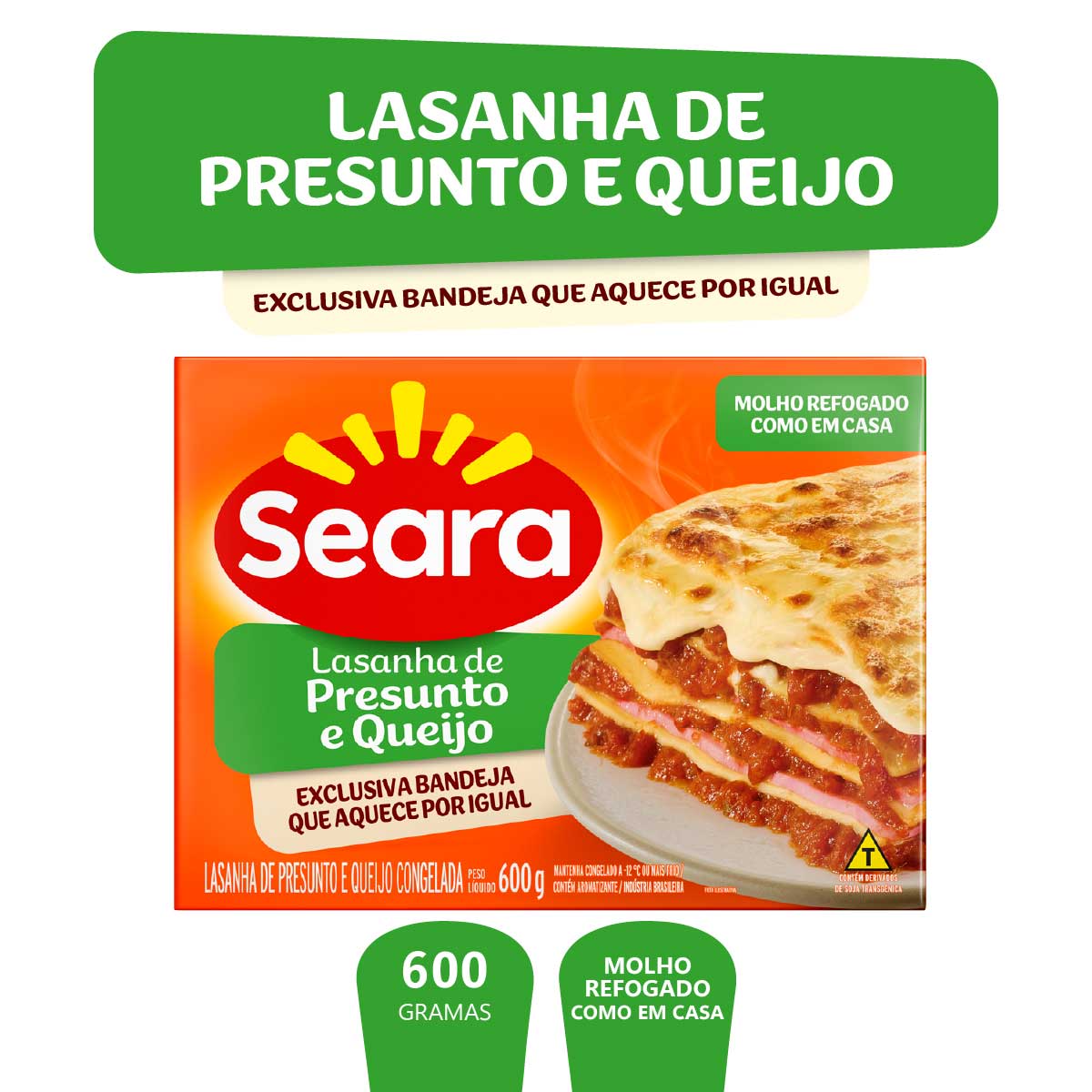 Lasanha de presunto e queijo Seara 600g