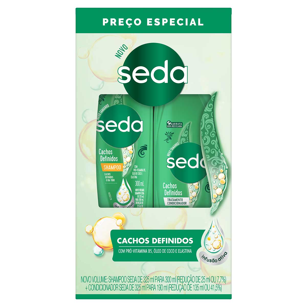 Kit Shampoo 300ml + Condicionador 190ml Seda Cachos Definidos