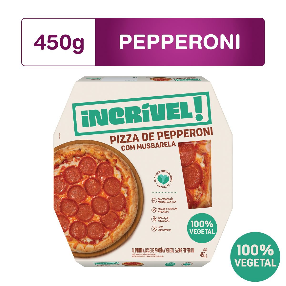 Pizza De Pepperoni Com Mussarela 100% Vegetal Incrível 450g