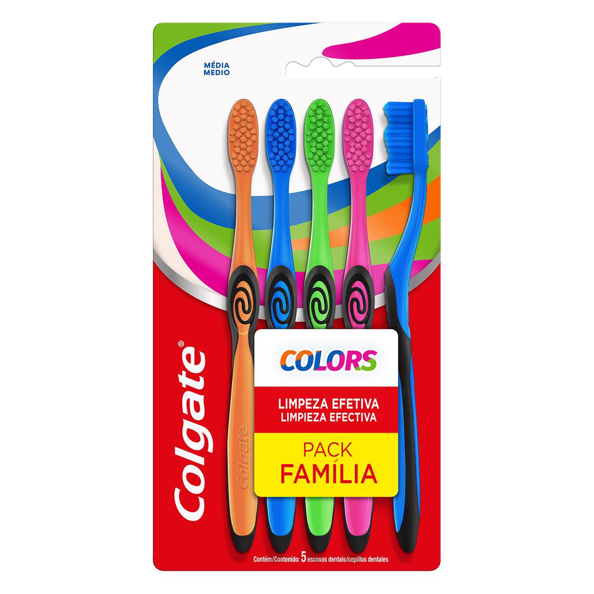 Escova de Dente para Família Colgate Colors 5 Unidades