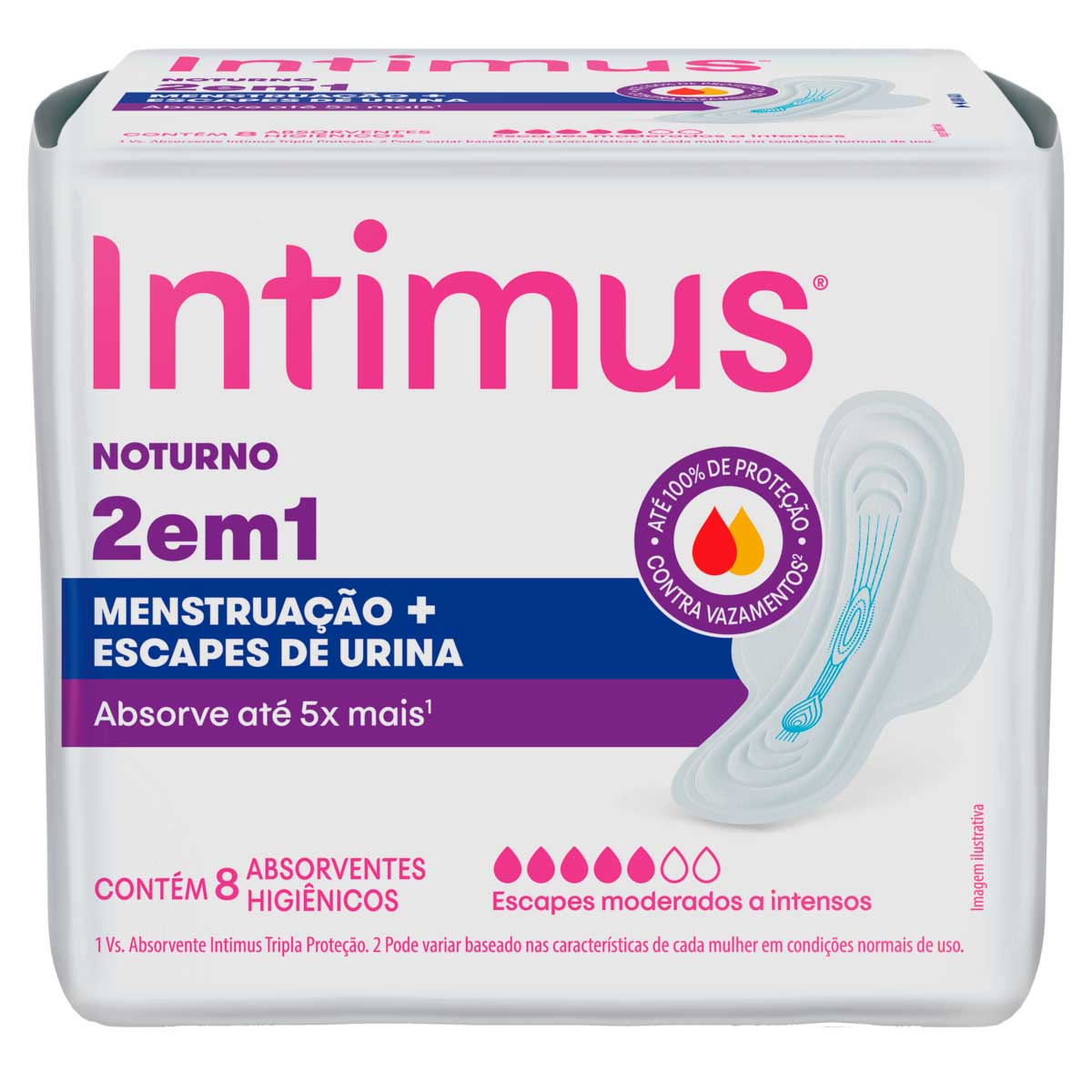 Absorvente Externo Intimus 2 em 1 Noturno 8 Unidades