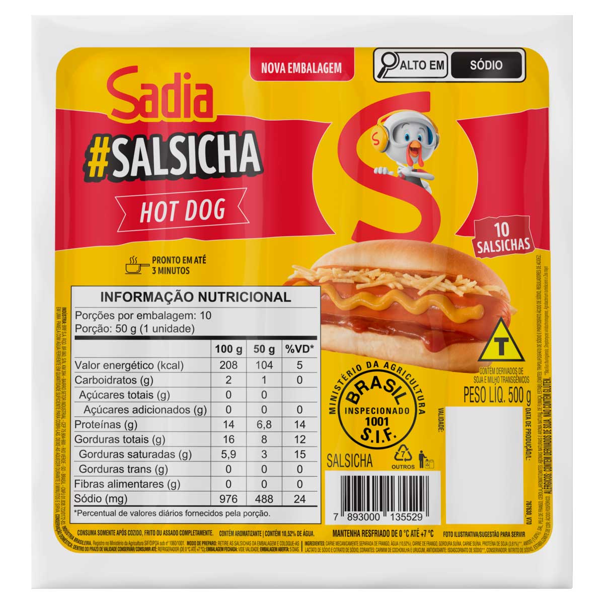 Salsicha Tradicional Sadia 500g