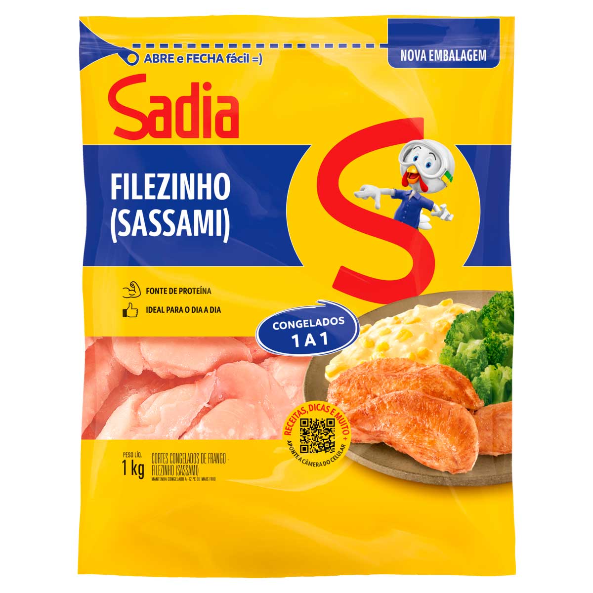 Filé Sassami de Peito de Frango Congelado Sadia 1Kg