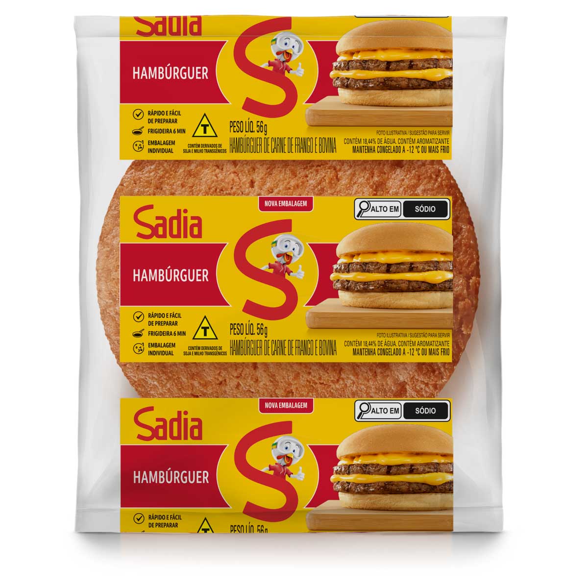 Hambúrguer Misto de Carne de Frango e Bovina Sadia 56 g