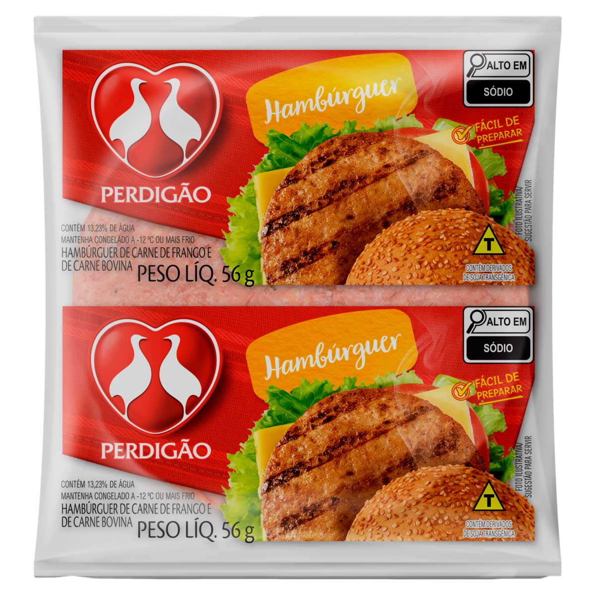 Hambúrguer de carne de frango e de carne bovina Perdigão - 56 g