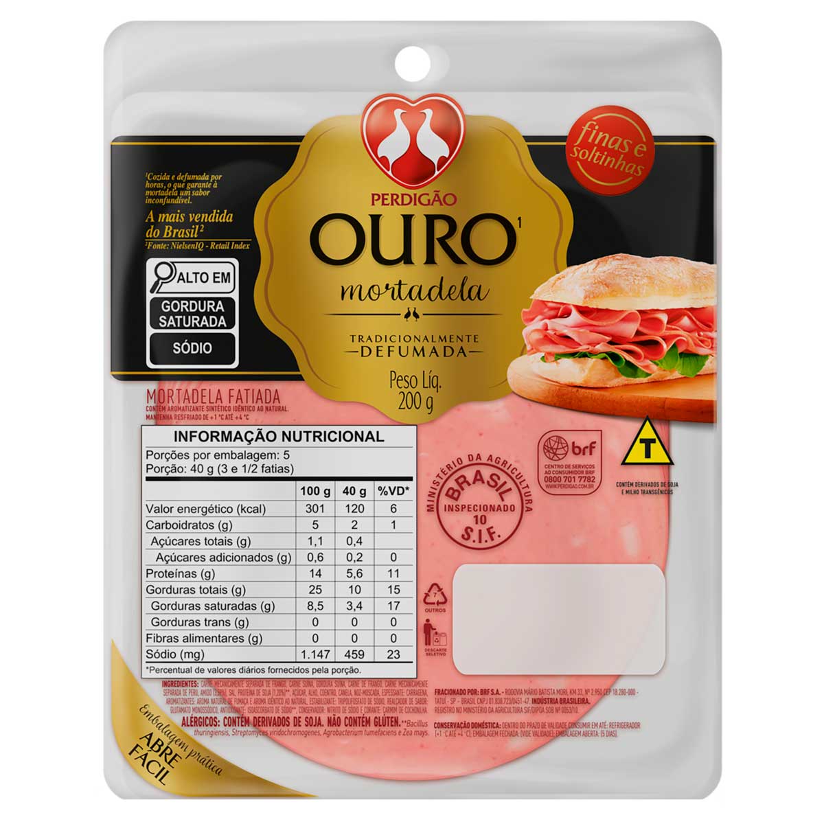 Mortadela Ouro Fatiada Perdigão 200 g