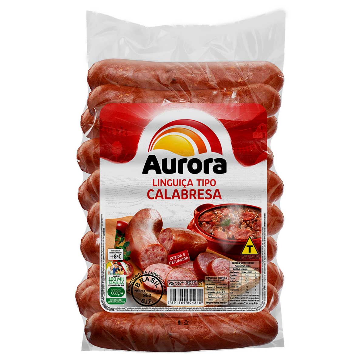 Linguiça Calabresa Inteira Aurora Aproximadamente 400g