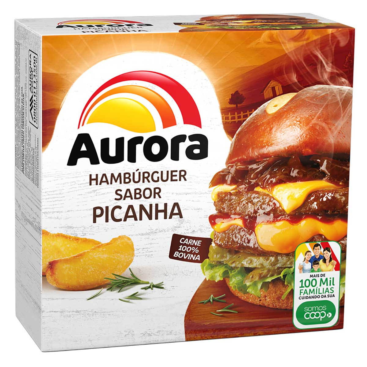 Hambúrguer de Picanha Bovina Congelado Aurora 360g com 4 Unidades