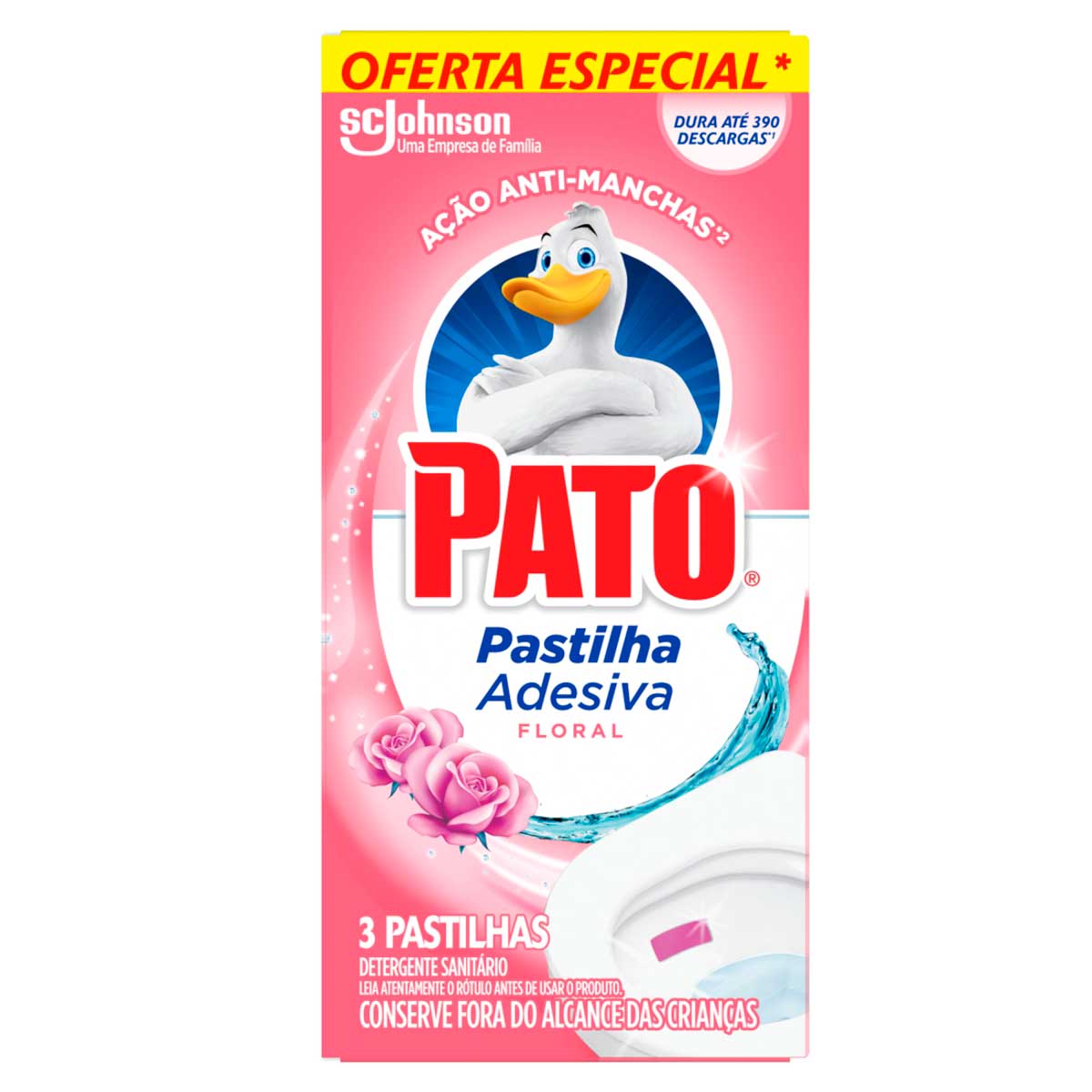 Detergente Sanitário Pastilha Adesivo Floral Pato 3 Unidades