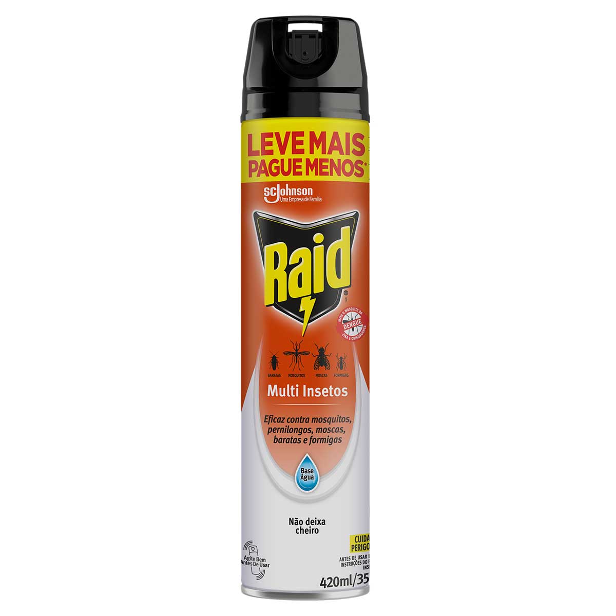 Inseticida Aerossol Multi-Insetos à Base de Água Raid 420ml Spray Leve Mais Pague Menos