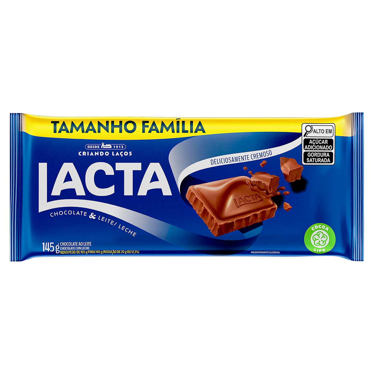 Chocolate ao Leite Lacta 145g Tamanho Família