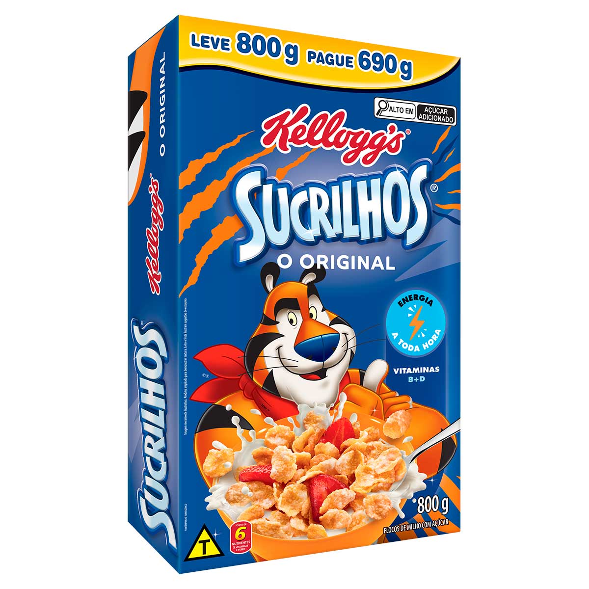 Cereal Matinal Original Flocos de Milho com Açúcar Kellogg's Sucrilhos Leve 800g Pague 690g