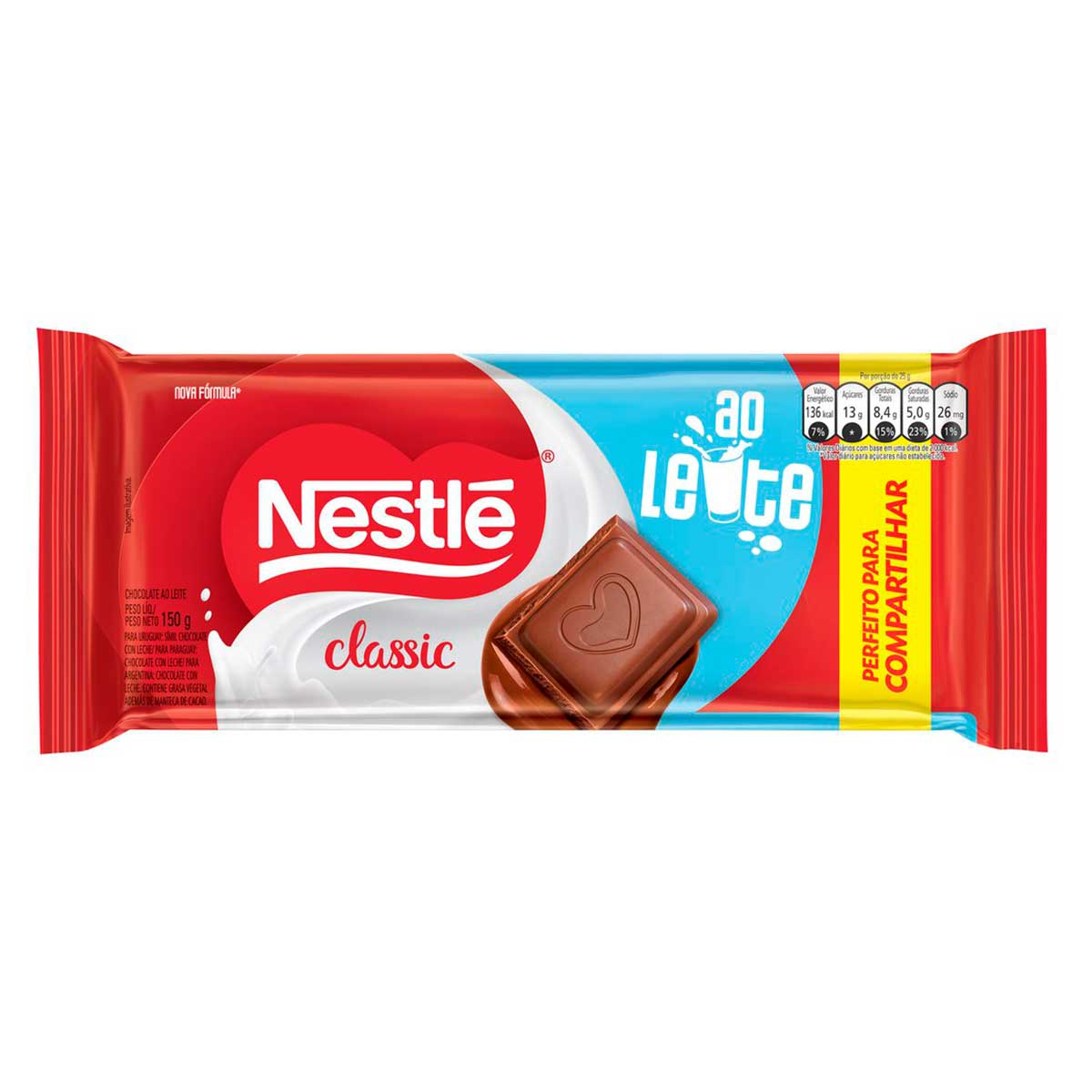 Chocolate NESTLÉ CLASSIC ao Leite 150g