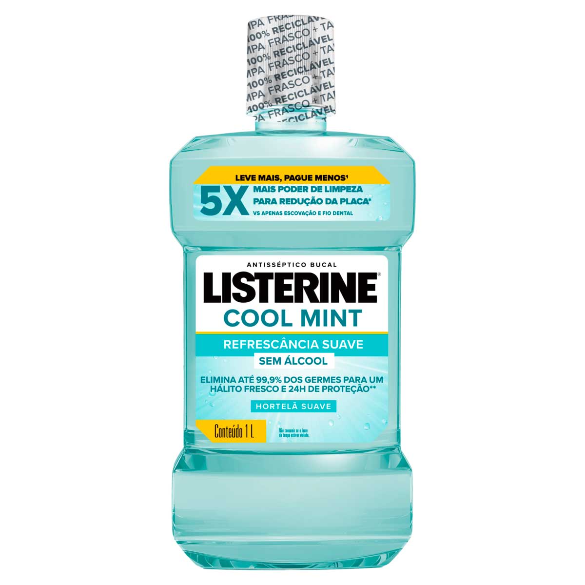 Enxaguante Bucal Zero Álcool Hortelã Suave Listerine Cool Mint 1l Leve Mais Pague Menos