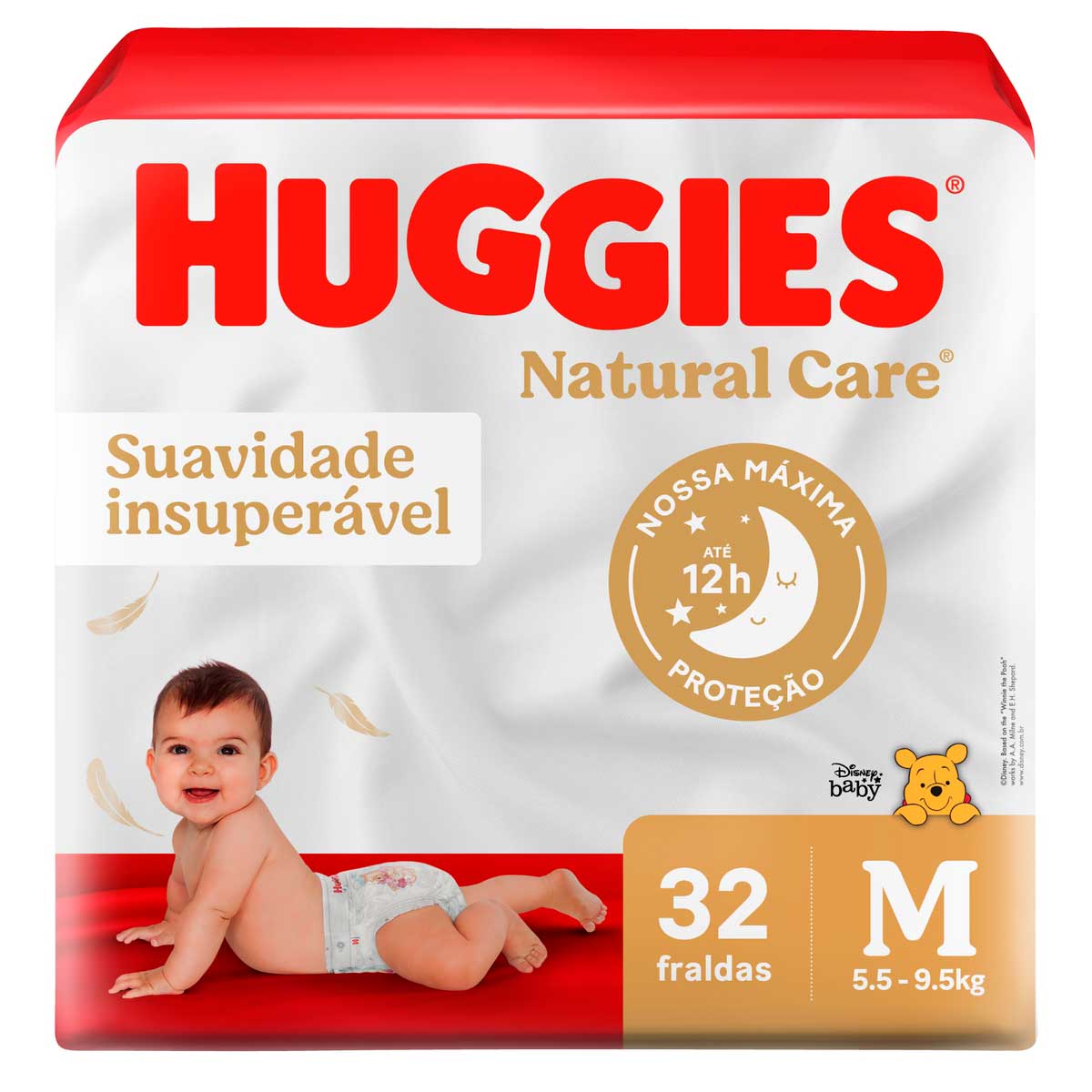 Fralda Descartável Infantil Huggies Natural Care Xtra-Care M Pacote 32 Unidades