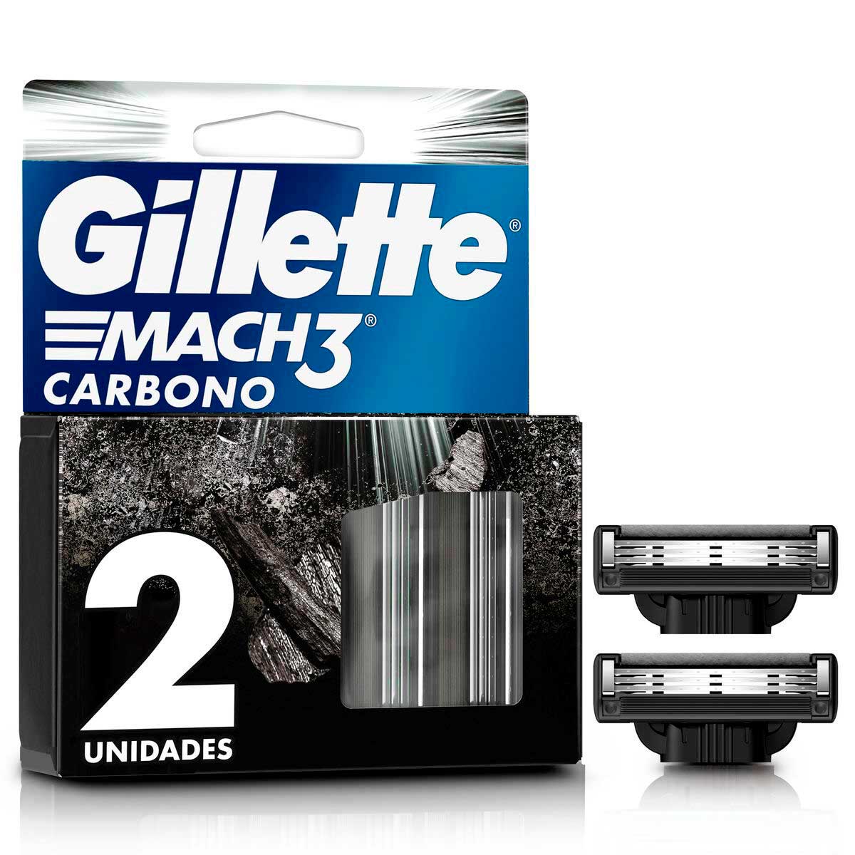 Carga de Aparelho para Barbear Gillette Mach3 Carbono 2 Unidades