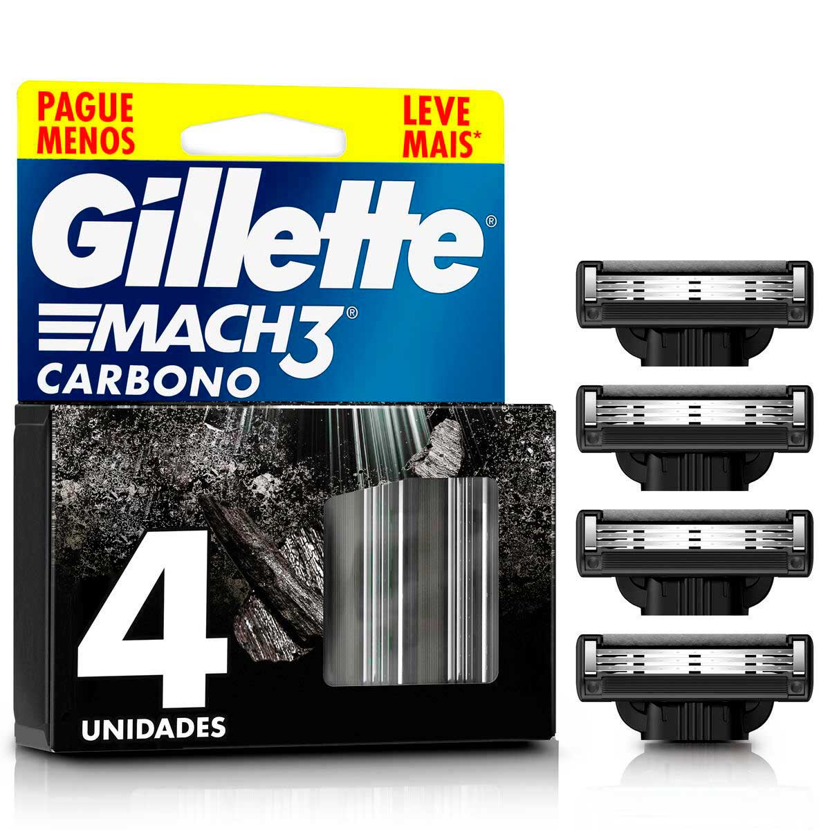 Carga de Aparelho para Barbear Gillette Mach3 Carbono 4 Unidades