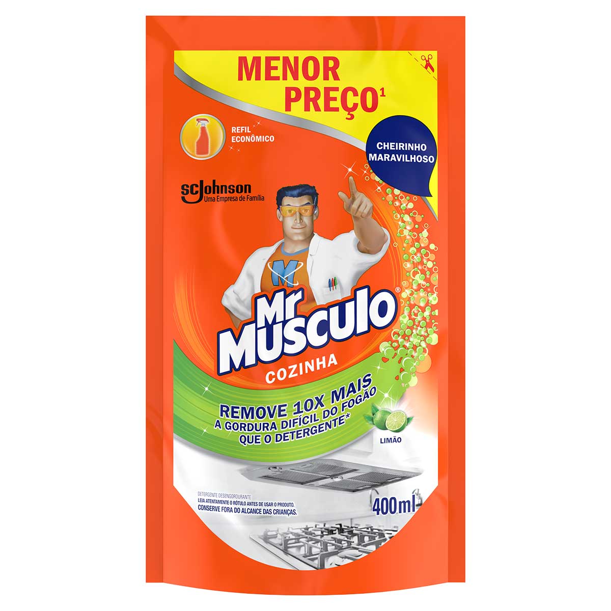 Limpador Desengordurante Cozinha Limão Mr Músculo 400ml Refil Econômico