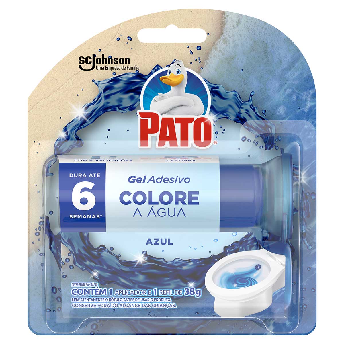 Detergente Sanitário Gel Adesivo com Aplicador Azul Pato 38g Refil