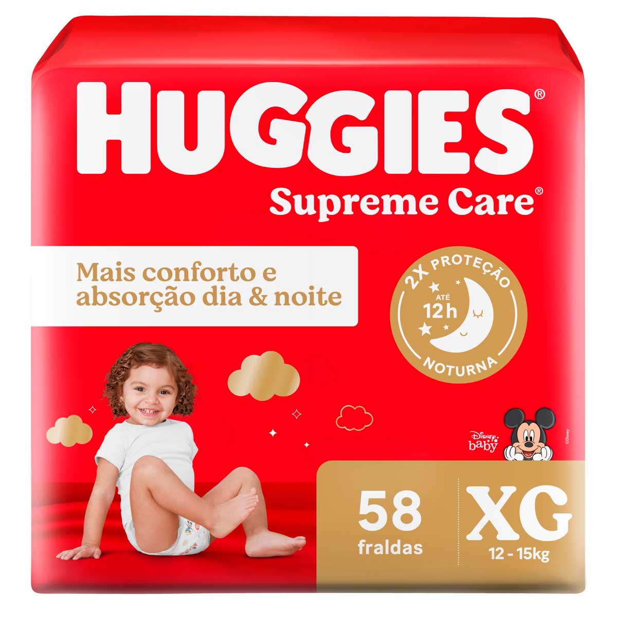 Fralda Descartável Infantil Huggies Supreme Care XG 12 a 15kg 58 Unidades