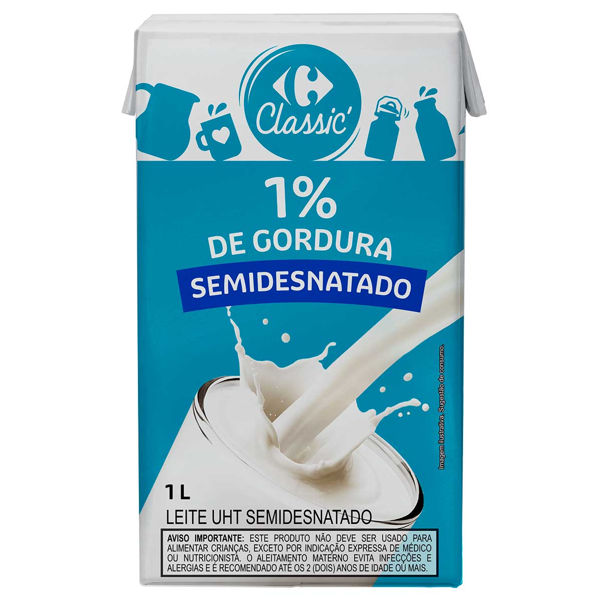 Leite UHT Semidesnatado Carrefour Classic 1L