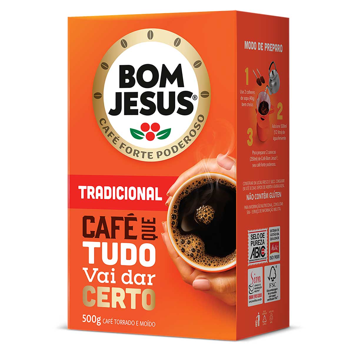 Café Torrado e Moído à Vácuo Bom Jesus 500g