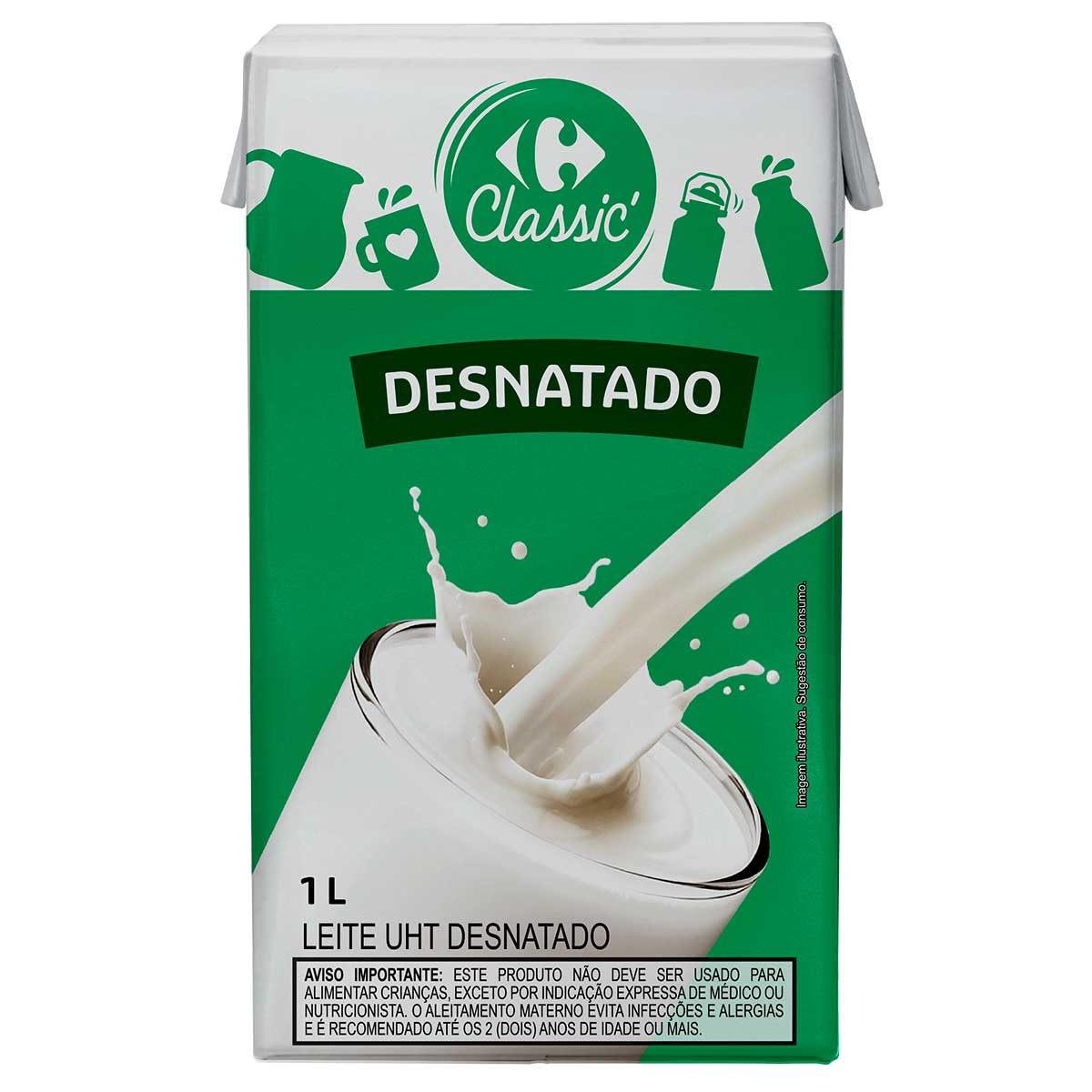 Leite UHT Desnatado Carrefour Classic 1L