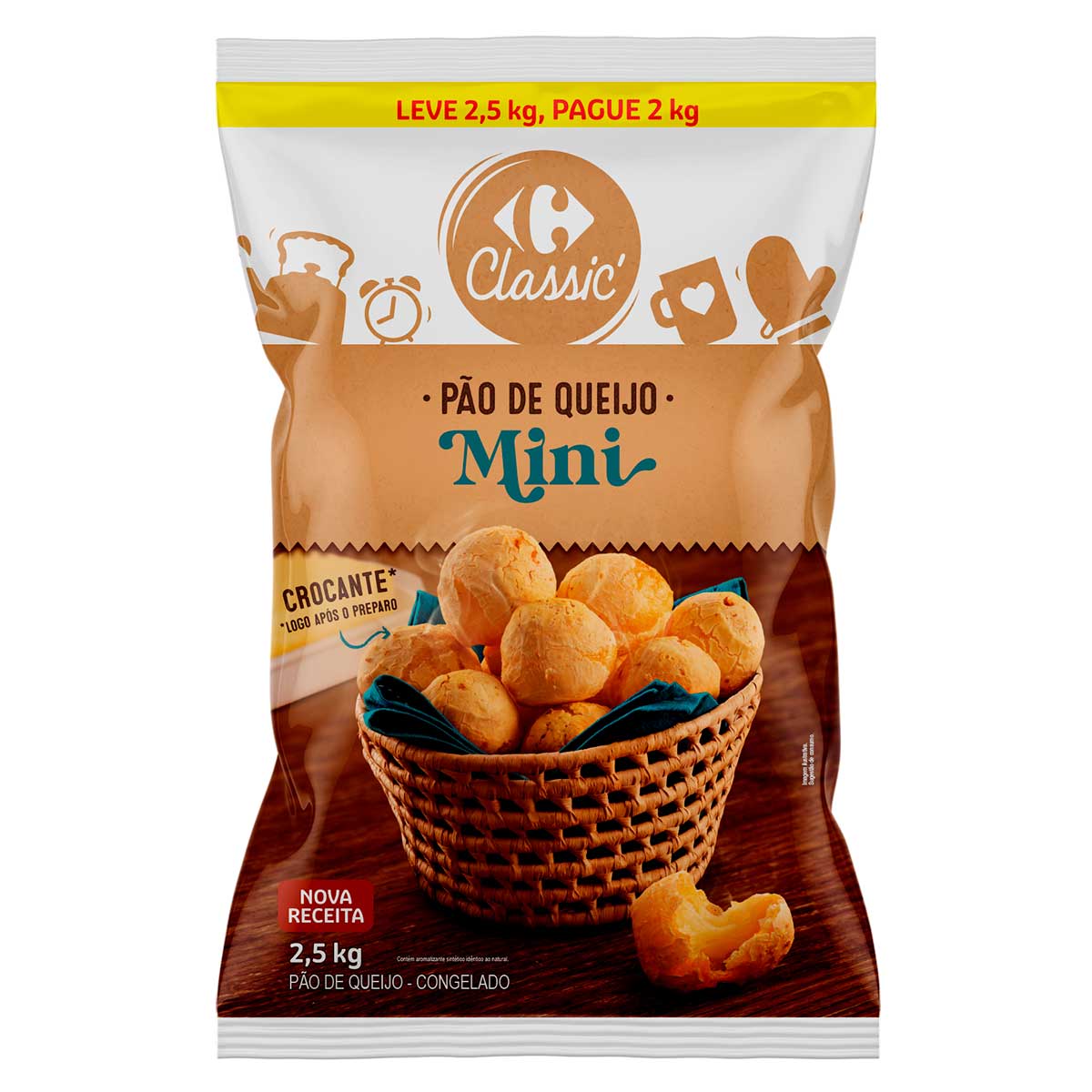 Pão de Queijo Congelado Mini Carrefour Leve 2,5 kg Pague 2kg