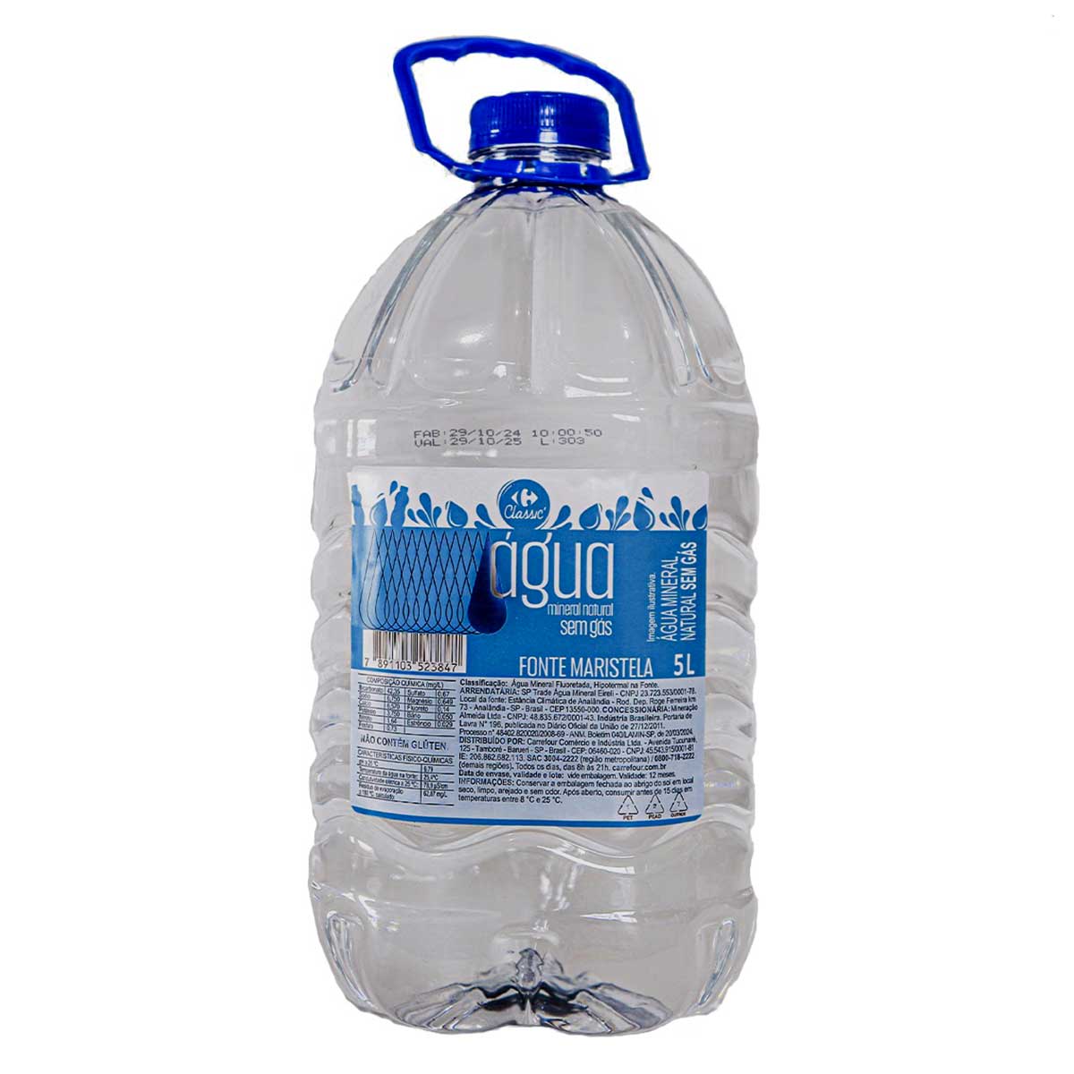 Água Mineral Sem Gás Classic Carrefour Garrafa 5 Litros