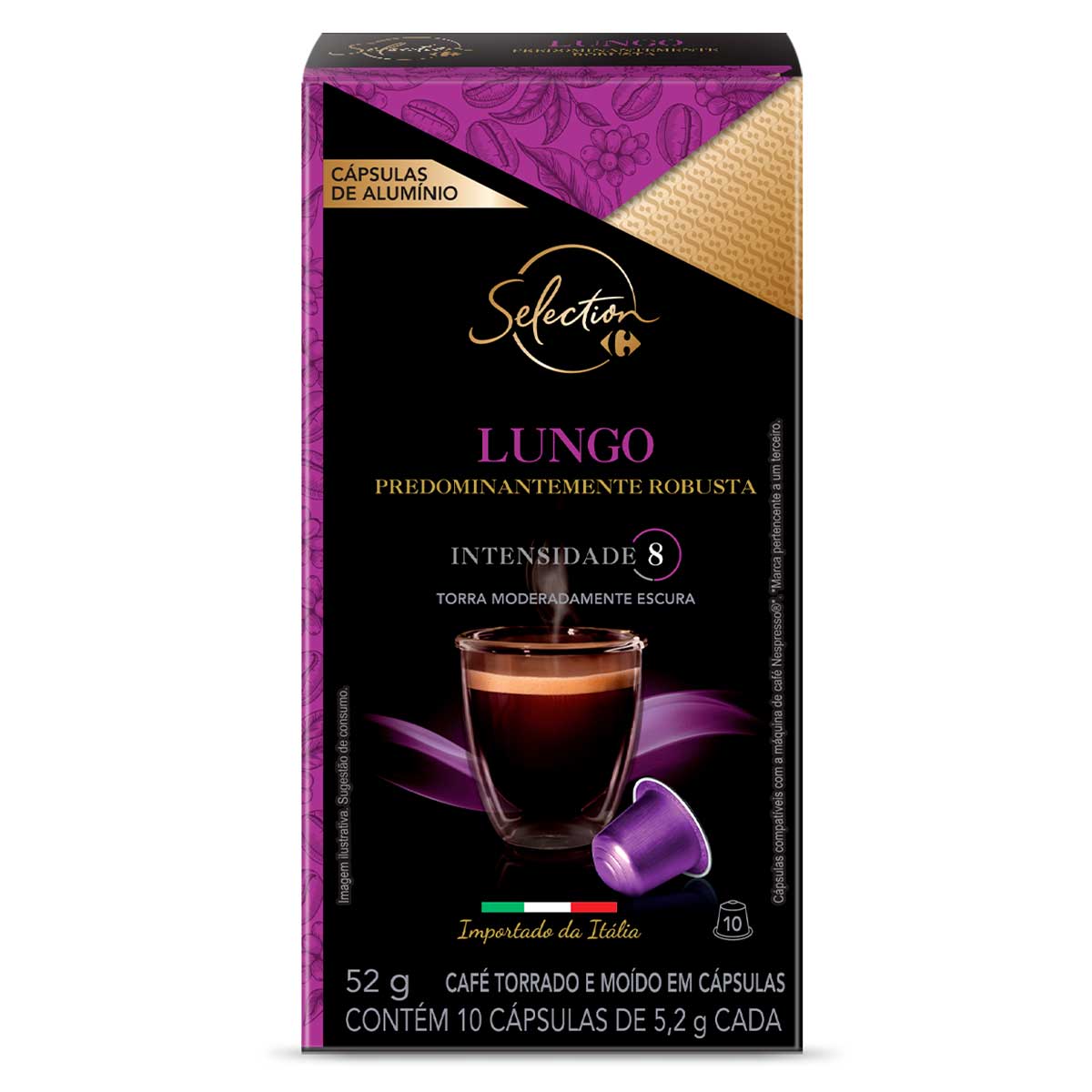 Café Capsula Carrefour Selection Lungo 52g