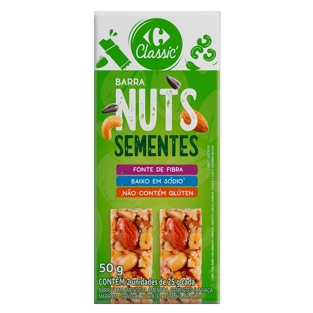 Barra Nuts Sementes Carrefour Classic 50g