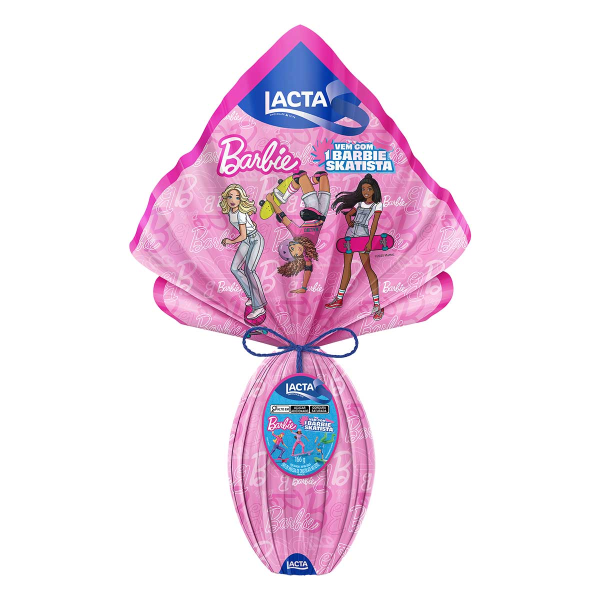 Ovo de Páscoa ao Leite Barbie Lacta 166g Vem com 1 Barbie Skatista